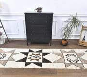 1970'lerden Anadolu kökenli ikat desenli el dokuma vintage yolluk, 90x359 cm