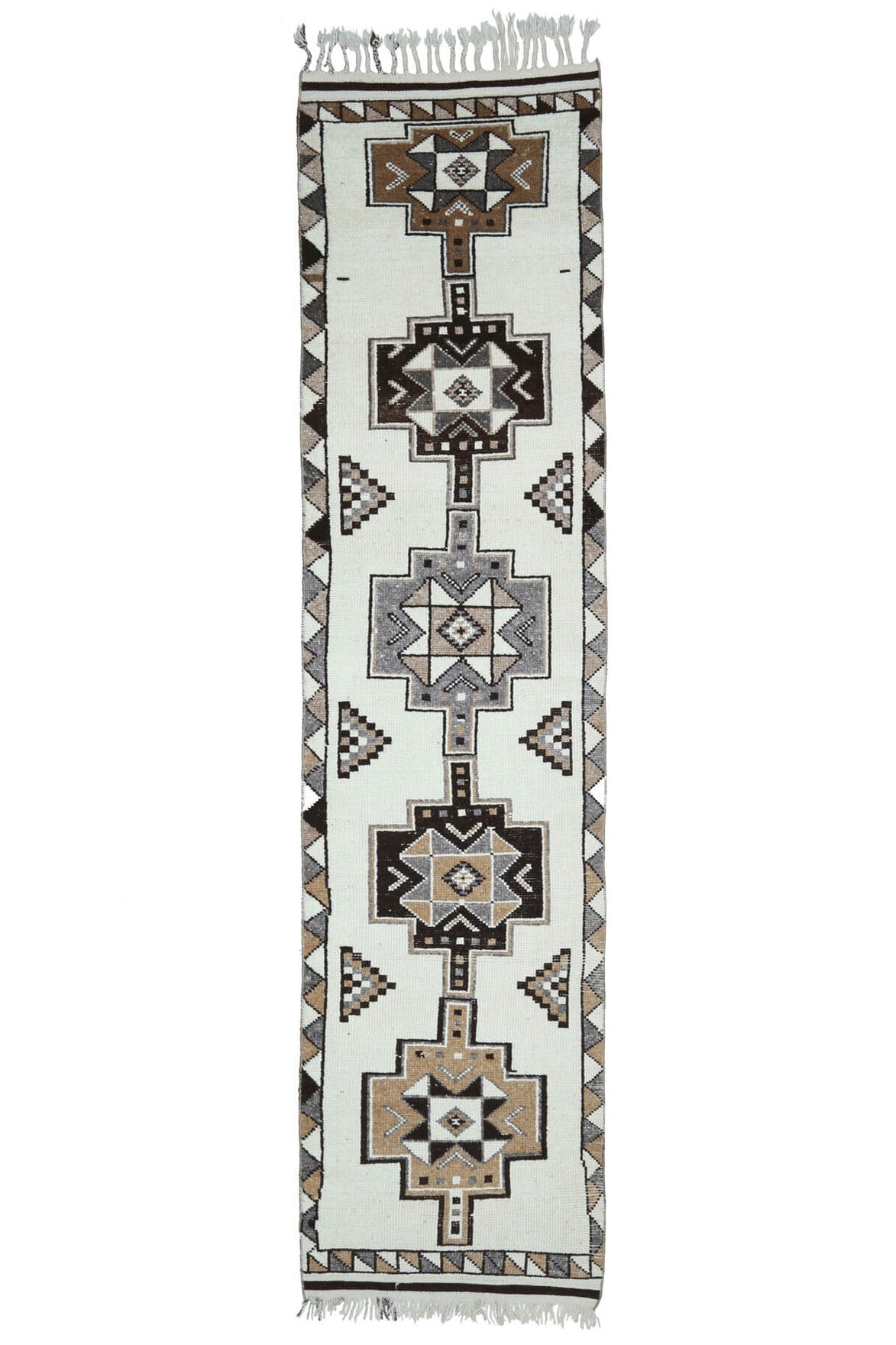 El yapımı vintage yolluk 89x376 cm i̇kat desenli yün - farklı açıdan görünüm
