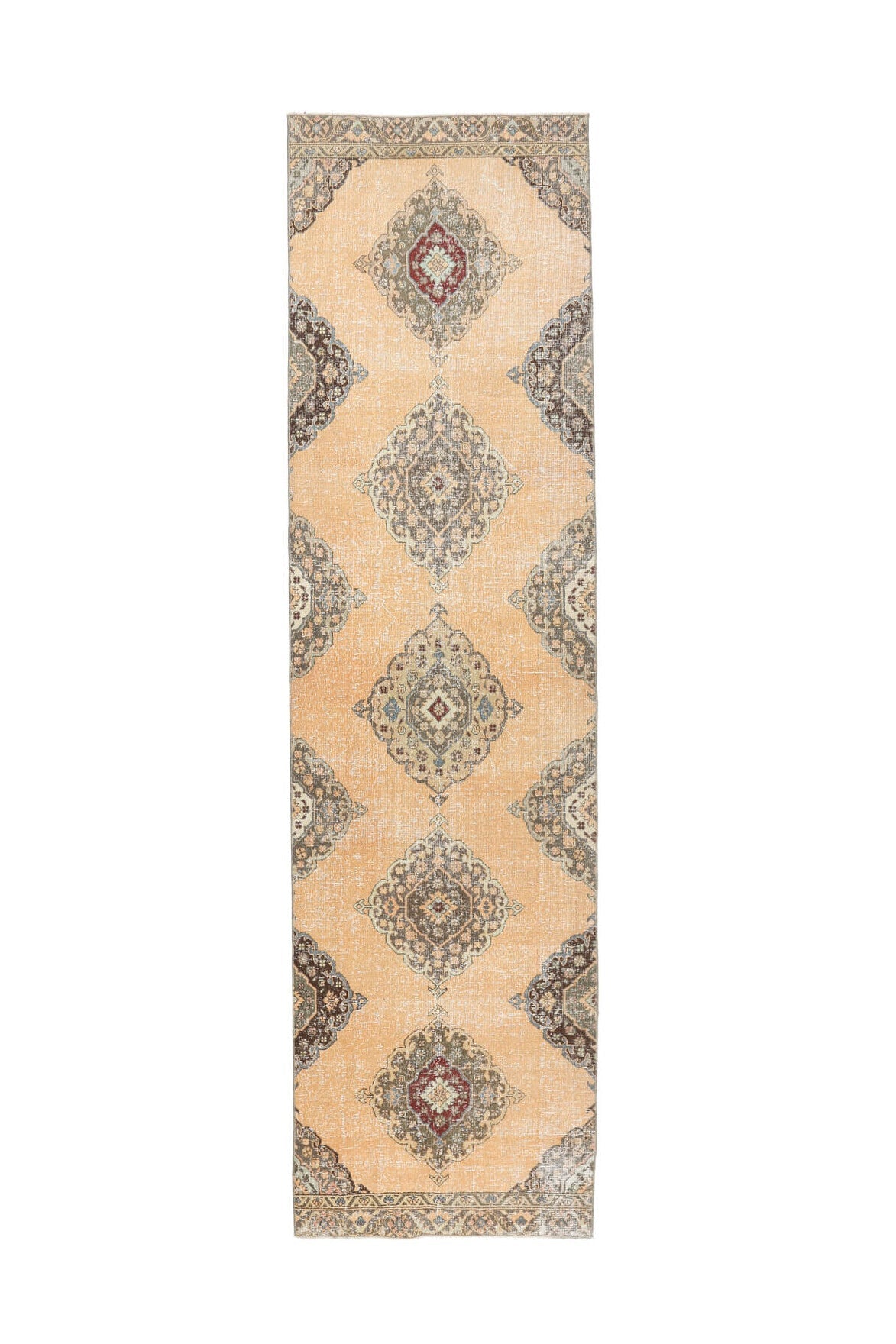 Vintage Orange Oushak Runner Rug