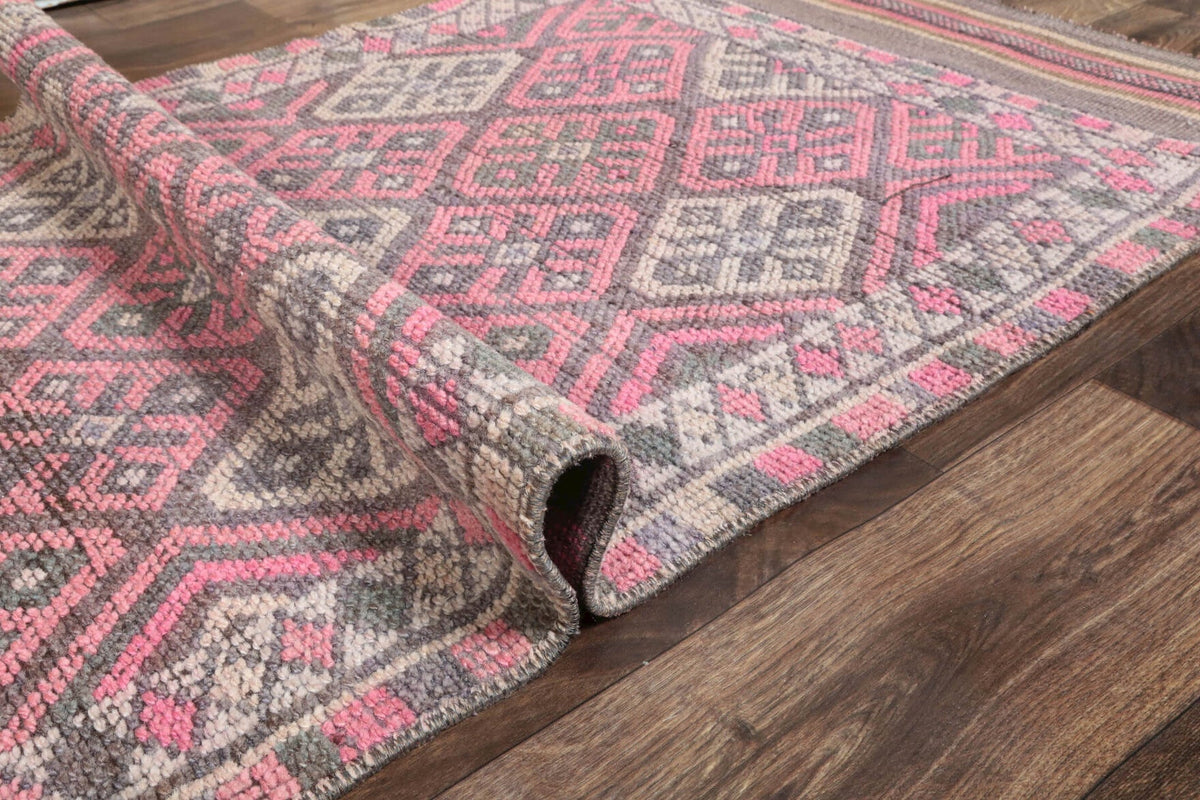 Antre ve koridor için ikat desenli el dokuma vintage yolluk – 80x378 cm