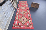 El yapımı vintage yolluk 61x335 cm oryantal desenli yün - detay görünümü