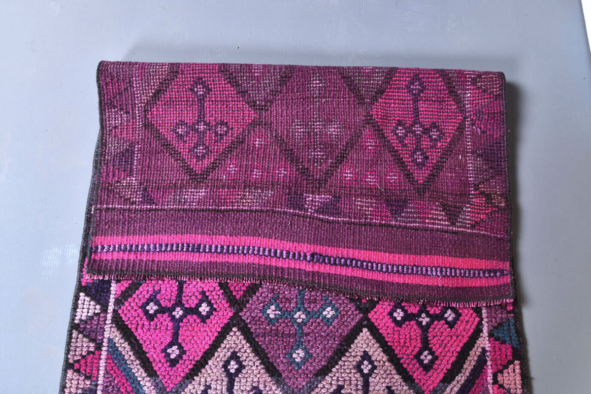 Antre ve koridor için ikat desenli el dokuma vintage yolluk – 81x390 cm