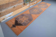 El yapımı vintage yolluk 81x396 cm geometrik desenli yün - detay görünümü