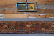 1970'lerden Anadolu kökenli ikat desenli el dokuma vintage yolluk, 80x400 cm