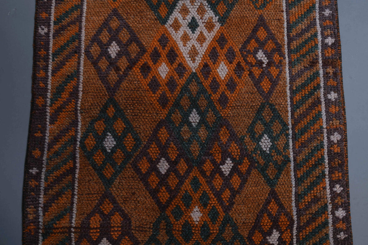 Antre ve koridor için ikat desenli el dokuma vintage yolluk – 80x400 cm
