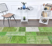 El yapımı vintage yolluk 81x401 cm üzeri boyalı desenli yün - detay görünümü