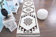 El yapımı vintage yolluk 89x381 cm oryantal desenli yün - detay görünümü