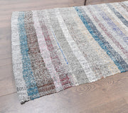 1960'lardan Anadolu kökenli çizgili vintage kilim yolluk, 80x510 cm