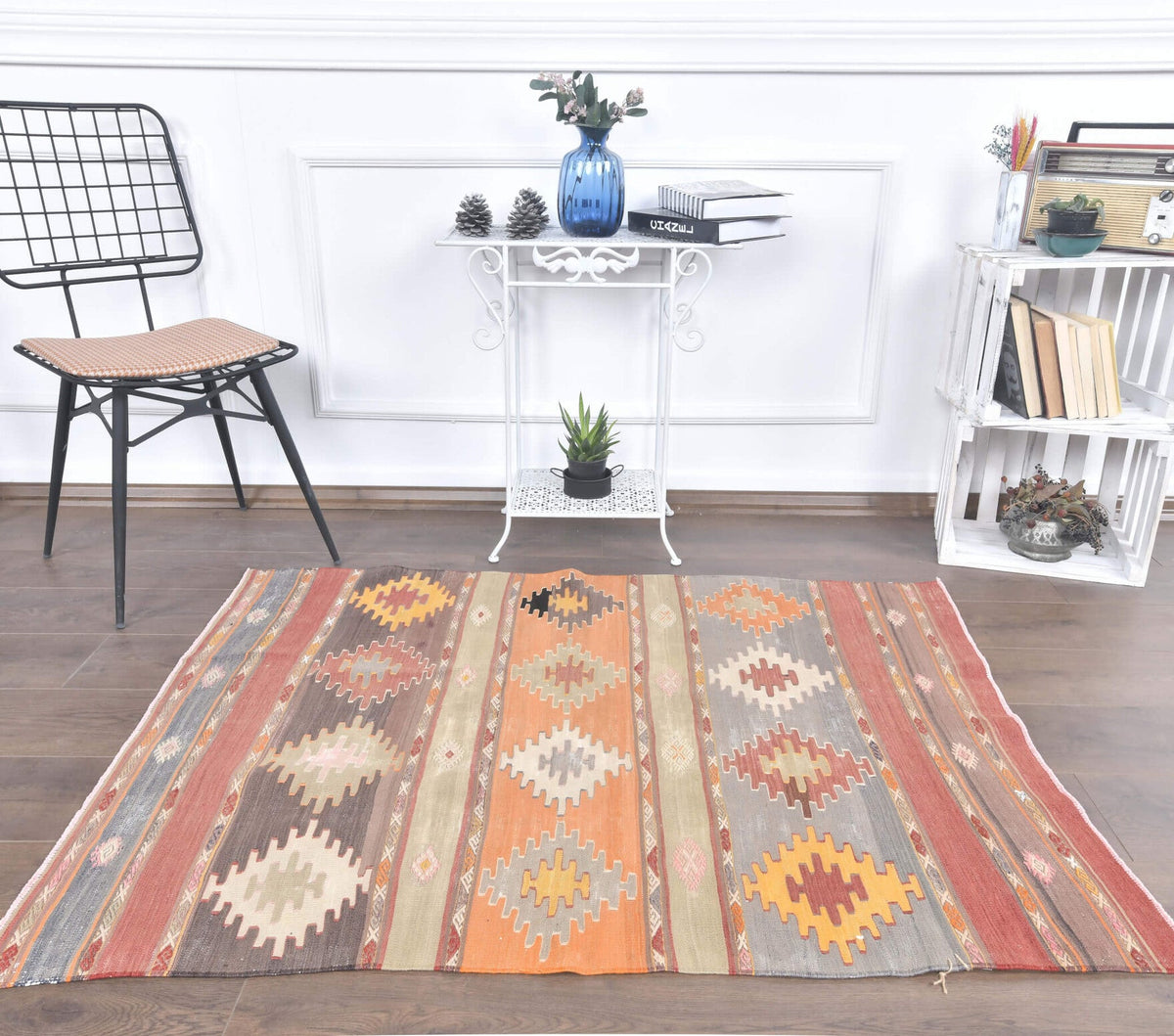 3x4 Vintage Handmade Pastel Small Kilim Rug