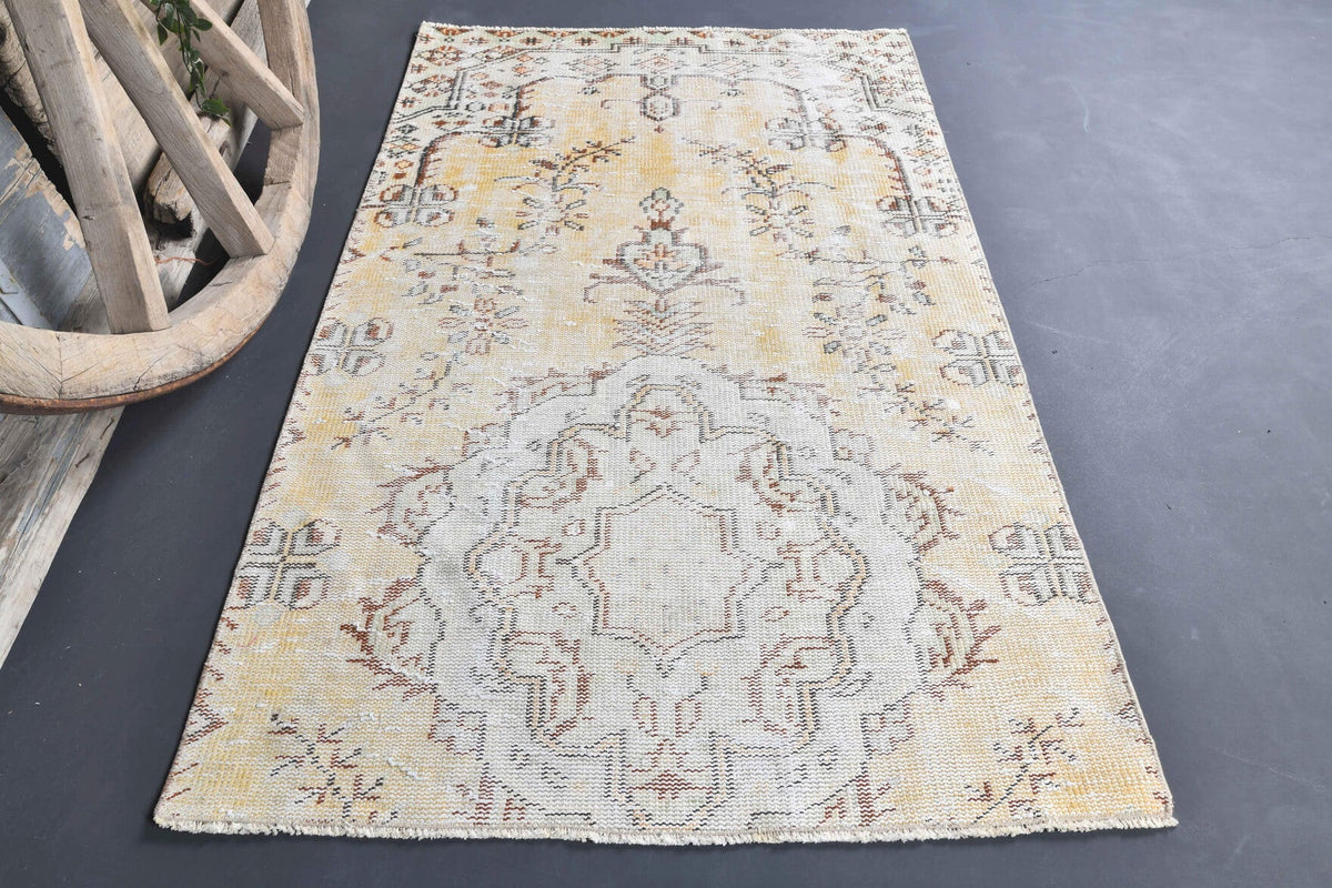 El yapımı vintage halı 94x150 cm çiçek desenli desenli yün - detay görünümü