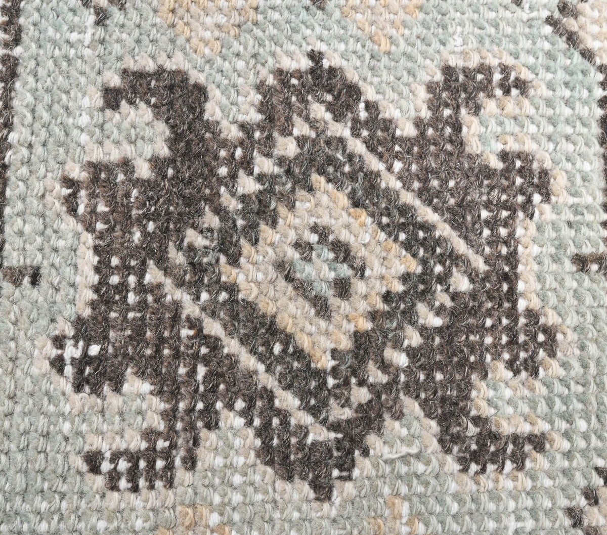 El yapımı vintage yolluk 61x183 cm geometrik desenli yün - üstten görünüm