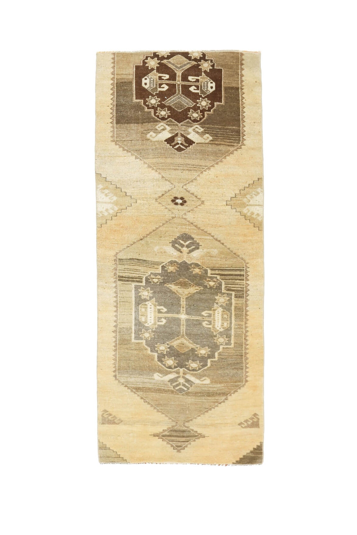 El yapımı vintage yolluk 79x196 cm tribal desenli yün - farklı açıdan görünüm