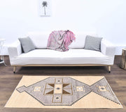 El yapımı vintage yolluk 91x170 cm geometrik desenli yün - detay görünümü