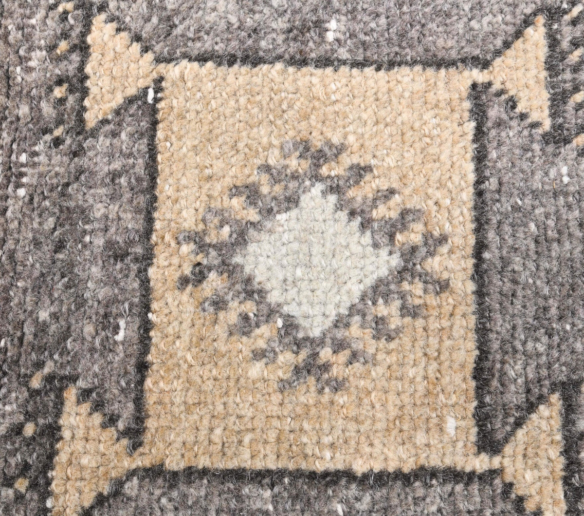 El yapımı vintage yolluk 91x185 cm geometrik desenli yün - yakın çekim doku detayı
