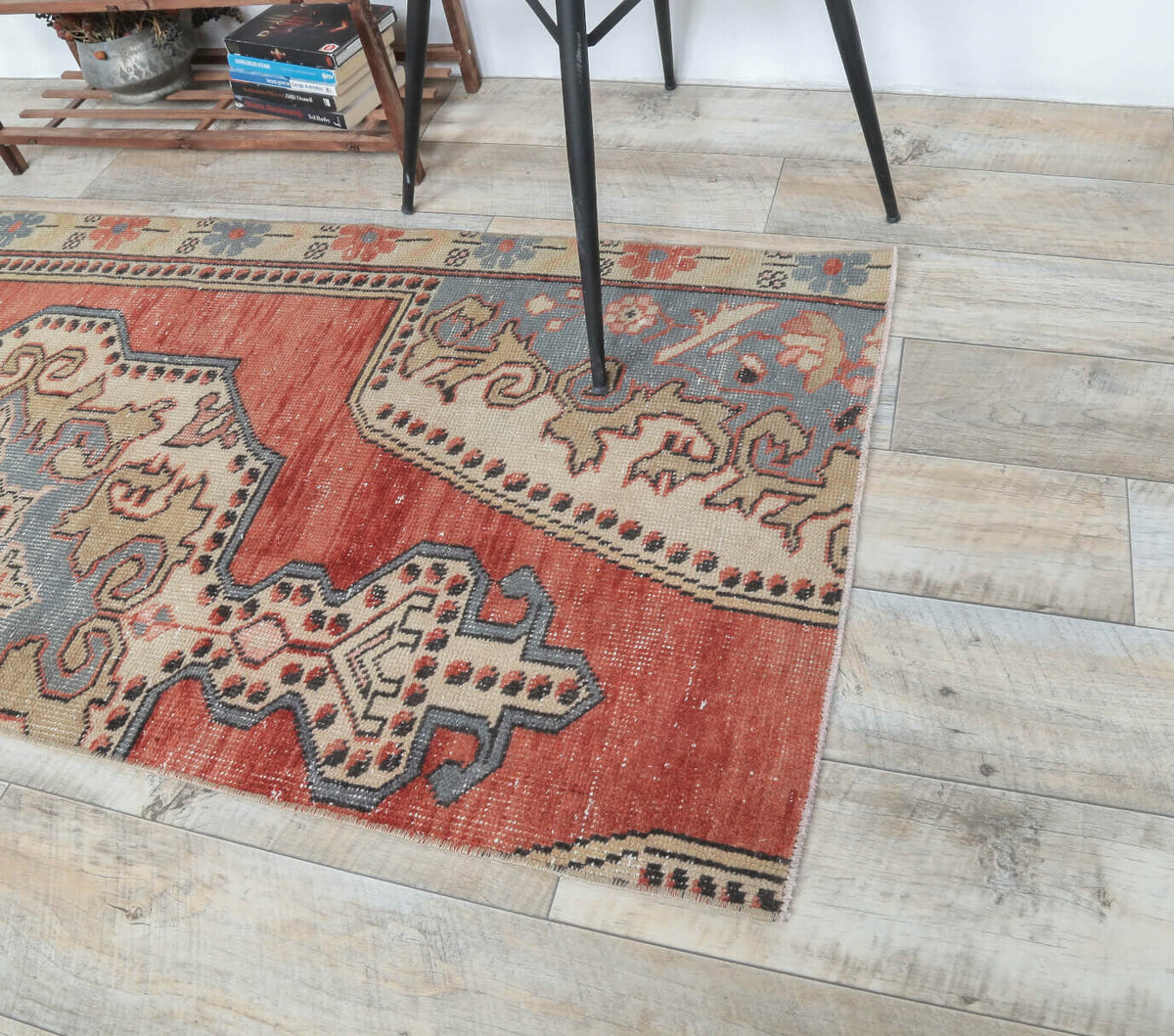 3x7 Vintage Handwoven Red Oriental Anatolian Rug Runner