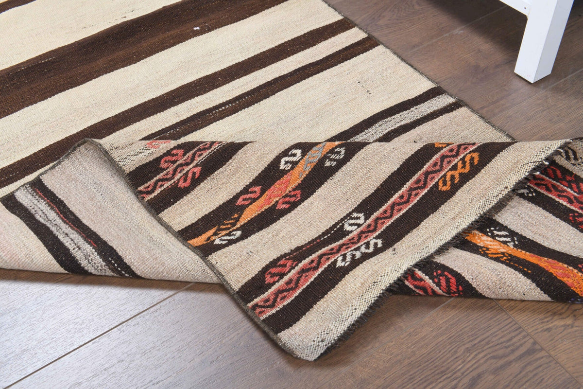 Antre ve koridor için çizgili vintage kilim yolluk – 78x203 cm