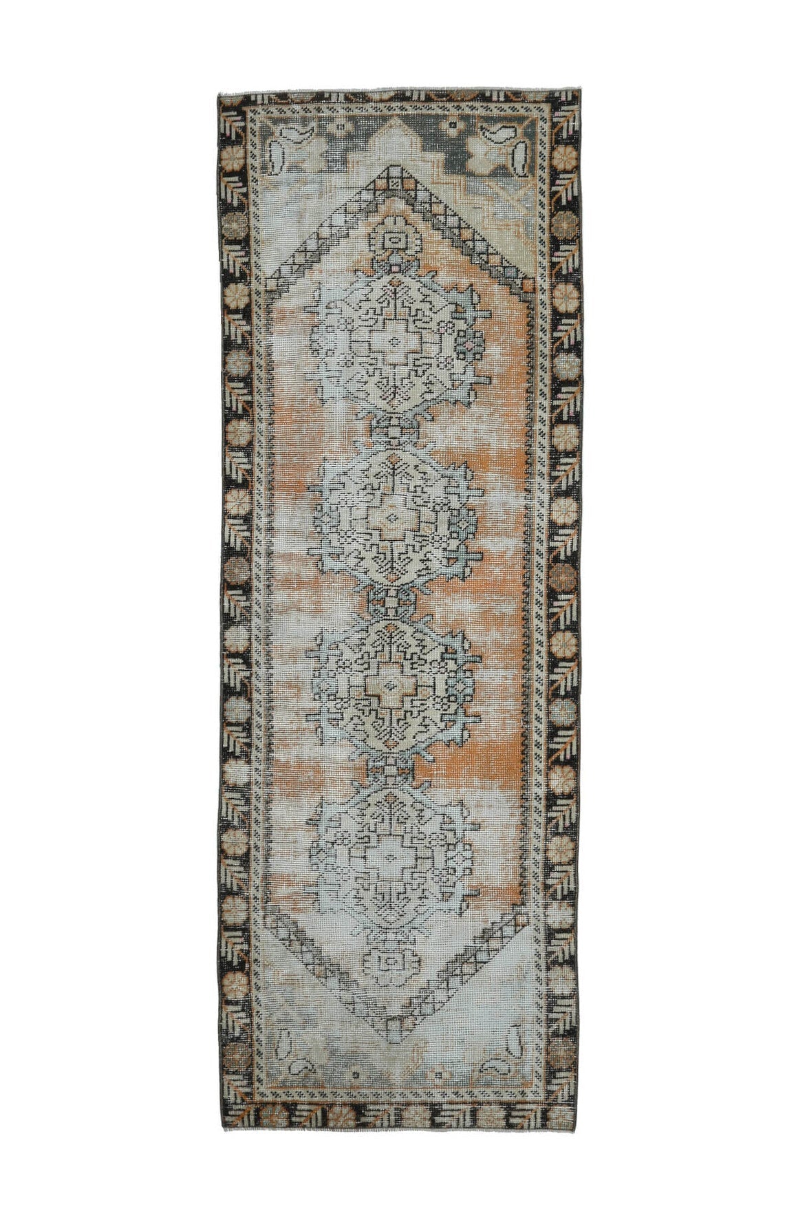 El yapımı vintage yolluk 91x254 cm oryantal desenli yün - farklı açıdan görünüm