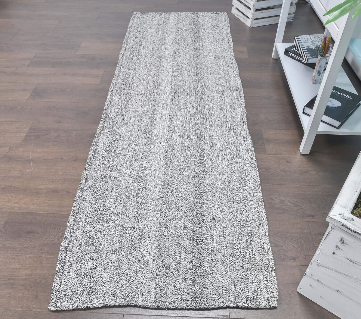 El yapımı vintage yolluk 79x244 cm düz desenli yün - detay görünümü