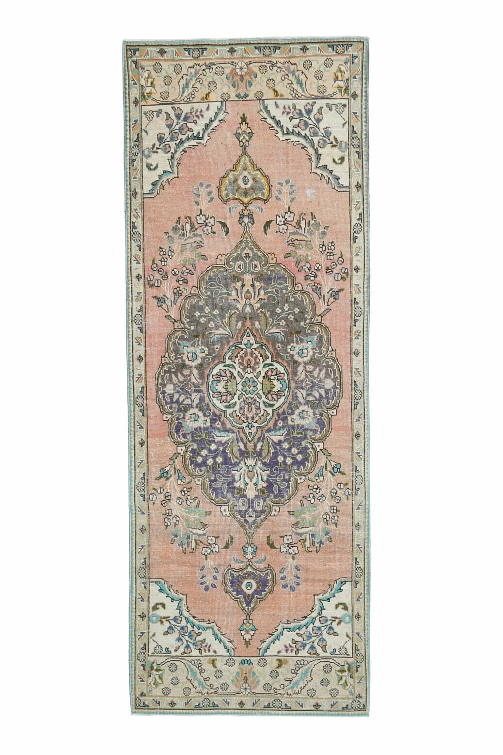 El yapımı vintage yolluk 94x279 cm oryantal desenli yün - farklı açıdan görünüm