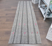 1960'lardan Anadolu kökenli çizgili vintage kilim yolluk, 79x270 cm