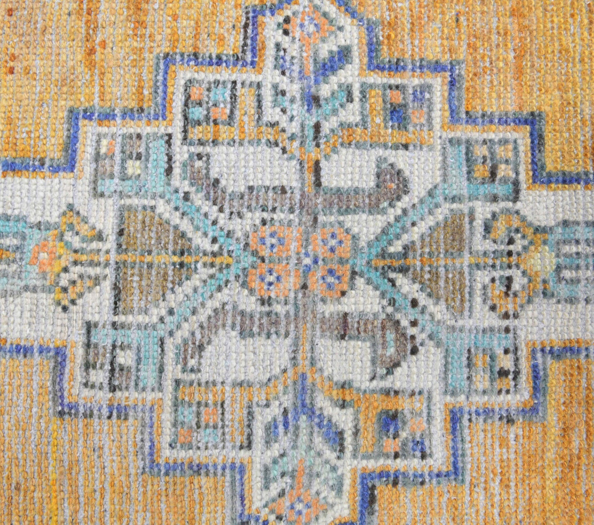 Antre ve koridor için oryantal desenli el dokuma vintage yolluk – 81x271 cm