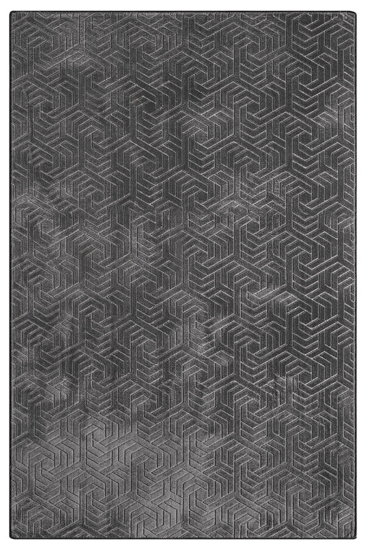 Antrasit 3D Geometrik Desenli Modern Halı