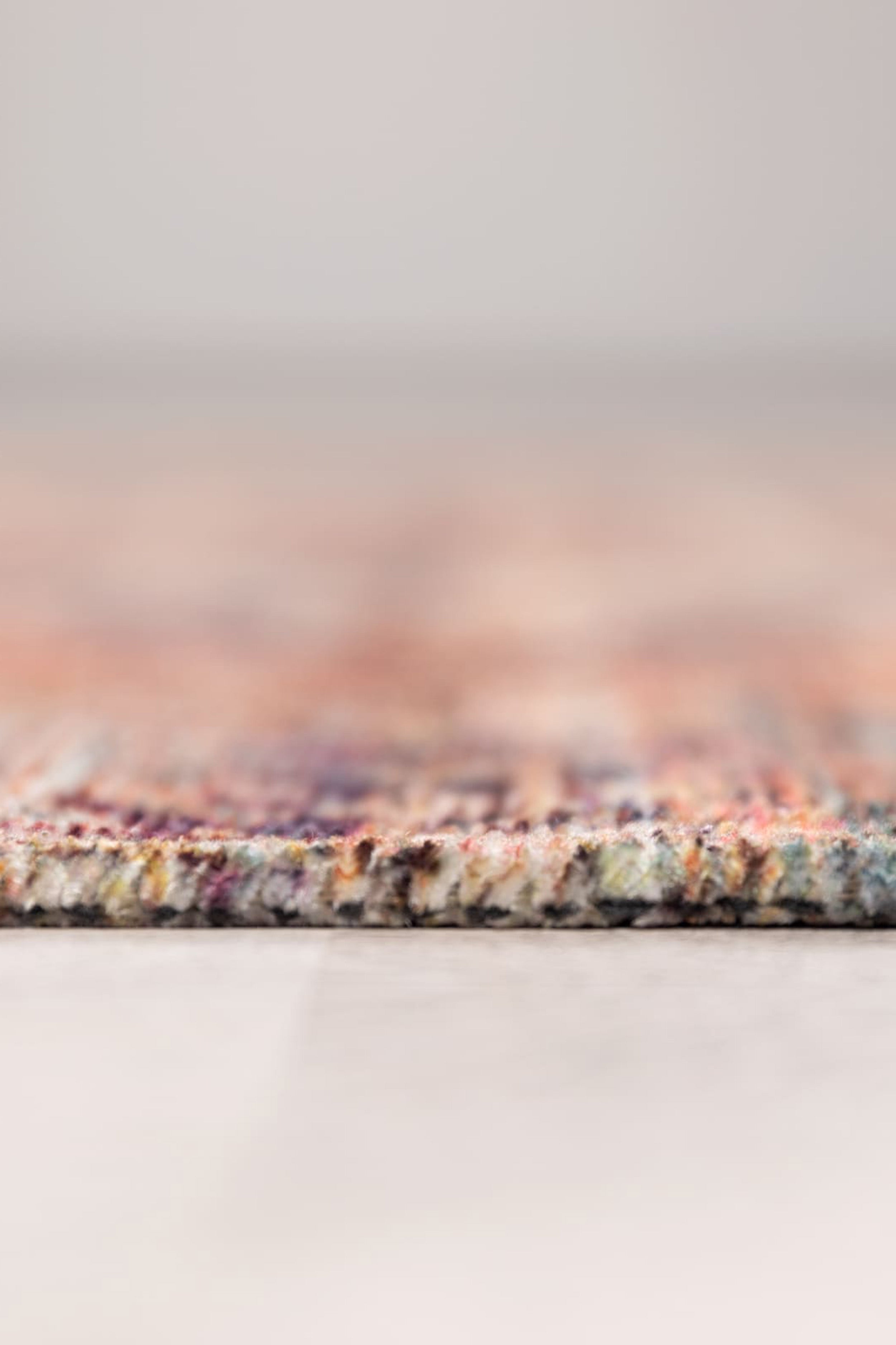 Kiremit ve Mavi Geleneksel Madalyon Eskitme Tasarım Halı