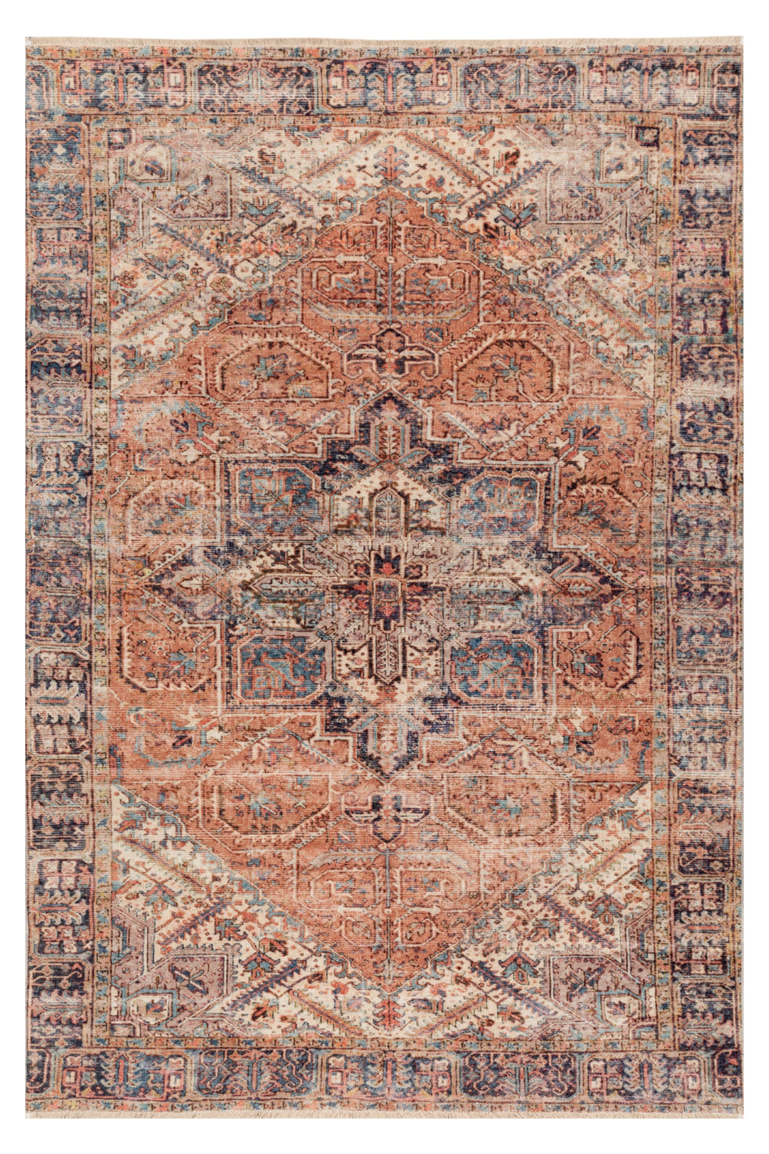 Vintage-Teppich im persischen Stil mit marineblauen und roten Mustern