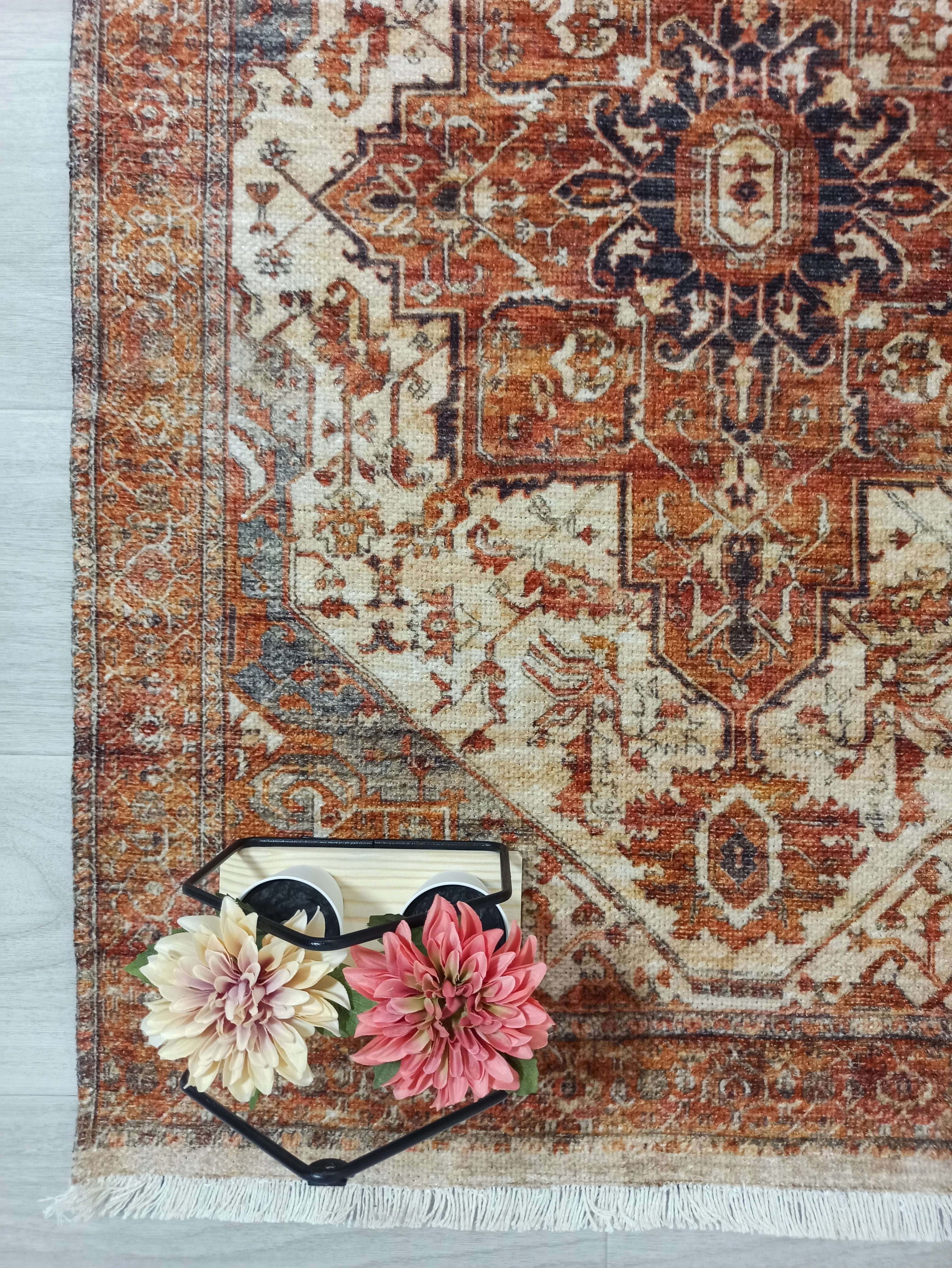 Gray Geometric Patterned Vintage Carpet - CLEARANCE - 4306OU