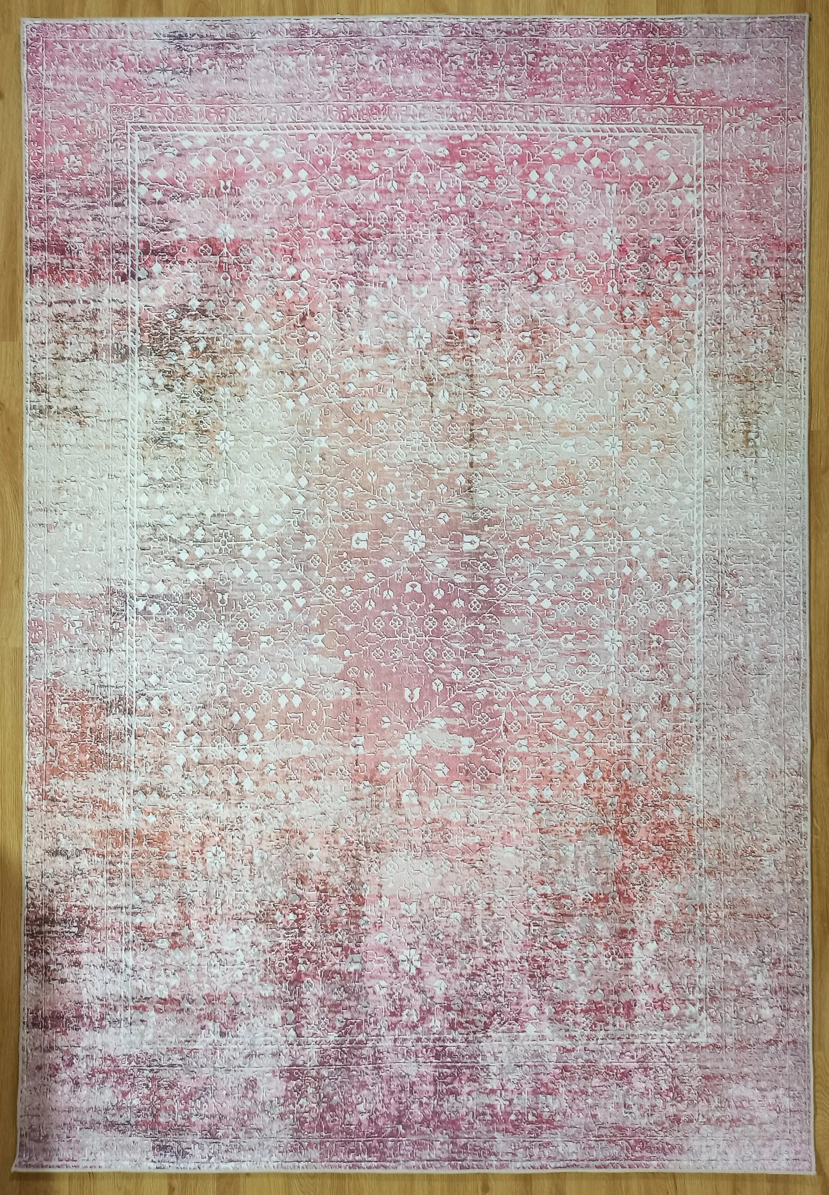 Gray Geometric Patterned Vintage Carpet