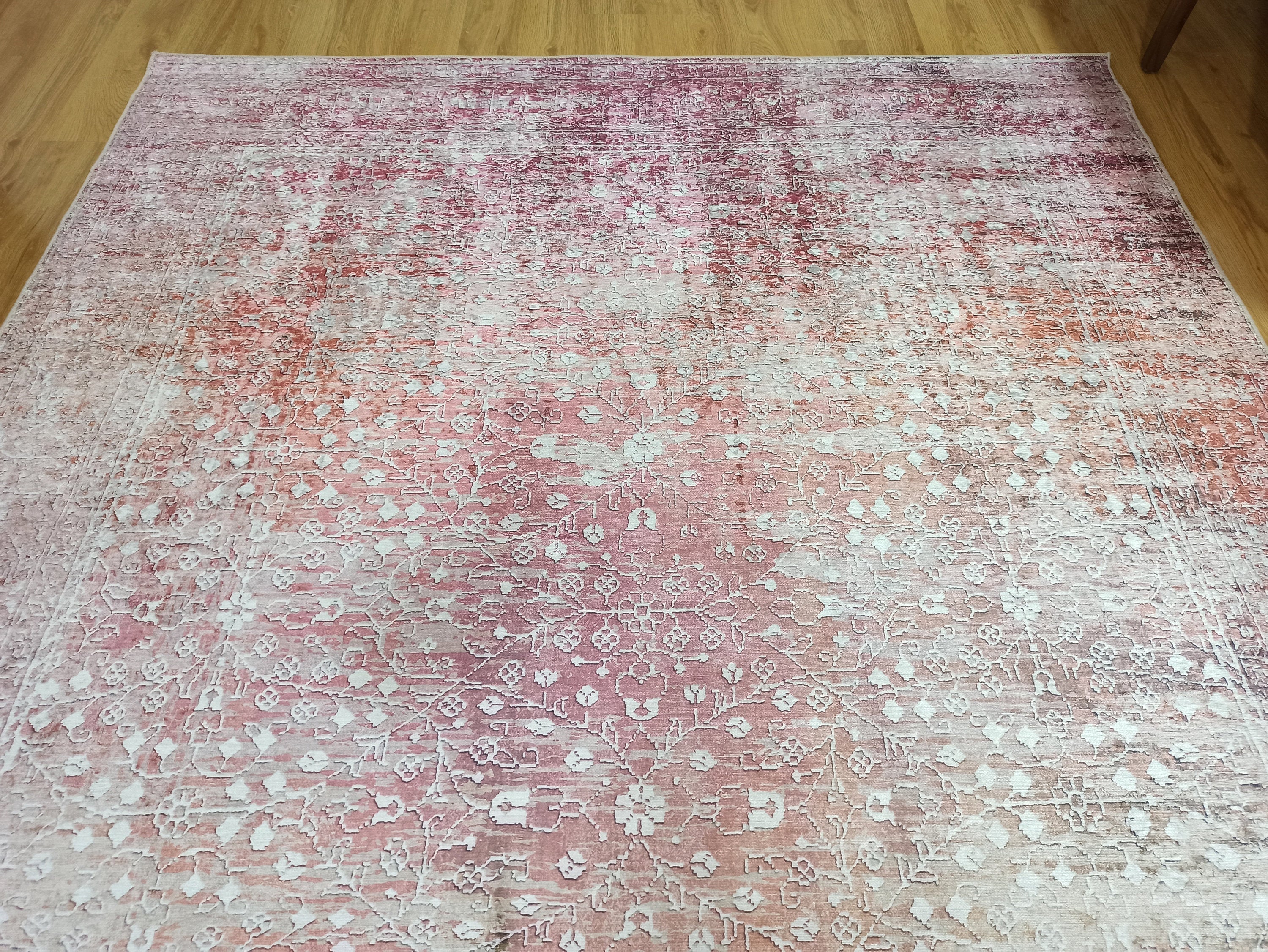 Gray Geometric Patterned Vintage Carpet