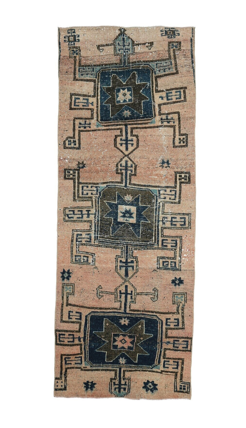 El yapımı vintage yolluk 91x274 cm oryantal desenli yün - açık alan görünümü