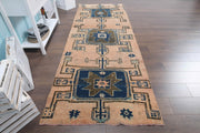 El yapımı vintage yolluk 91x274 cm oryantal desenli yün - detay görünümü