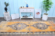 El yapımı vintage yolluk 119x345 cm oryantal desenli yün - detay görünümü