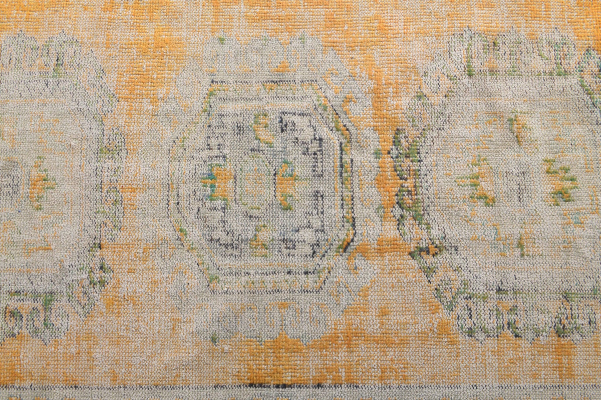Antre ve koridor için oryantal desenli el dokuma vintage yolluk – 130x322 cm