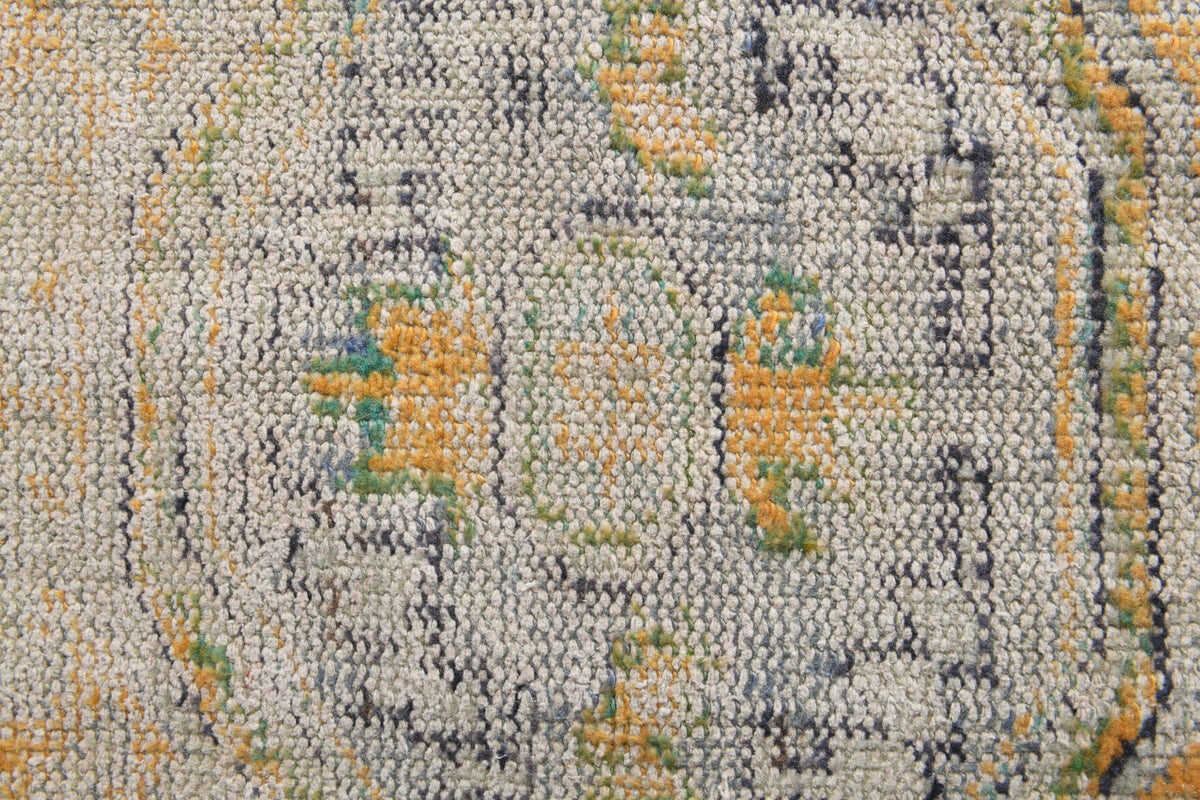 Vintage yolluk 130x322 cm – turuncu ve bej oryantal desenli, el dokuma