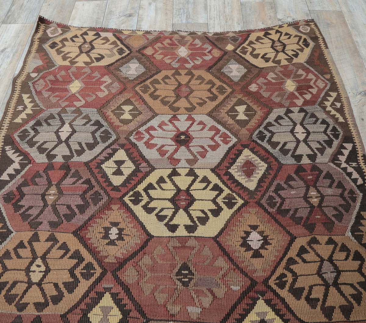 4x12 Vintage Handwoven Brown Kilim Runner
