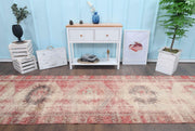 El yapımı vintage yolluk 109x376 cm geometrik desenli yün - detay görünümü