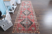 El yapımı vintage yolluk 109x391 cm oryantal desenli yün - detay görünümü