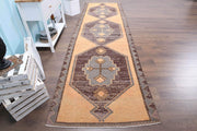El yapımı vintage yolluk 119x406 cm geometrik desenli yün - detay görünümü