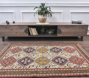 1970'lerden Anadolu kökenli ikat desenli el dokuma vintage kilim, 120x180 cm