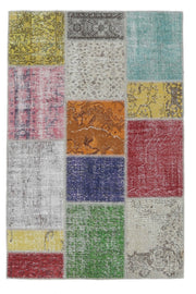 4x6 Vintage Patchwork Colorful Modern Area Rug