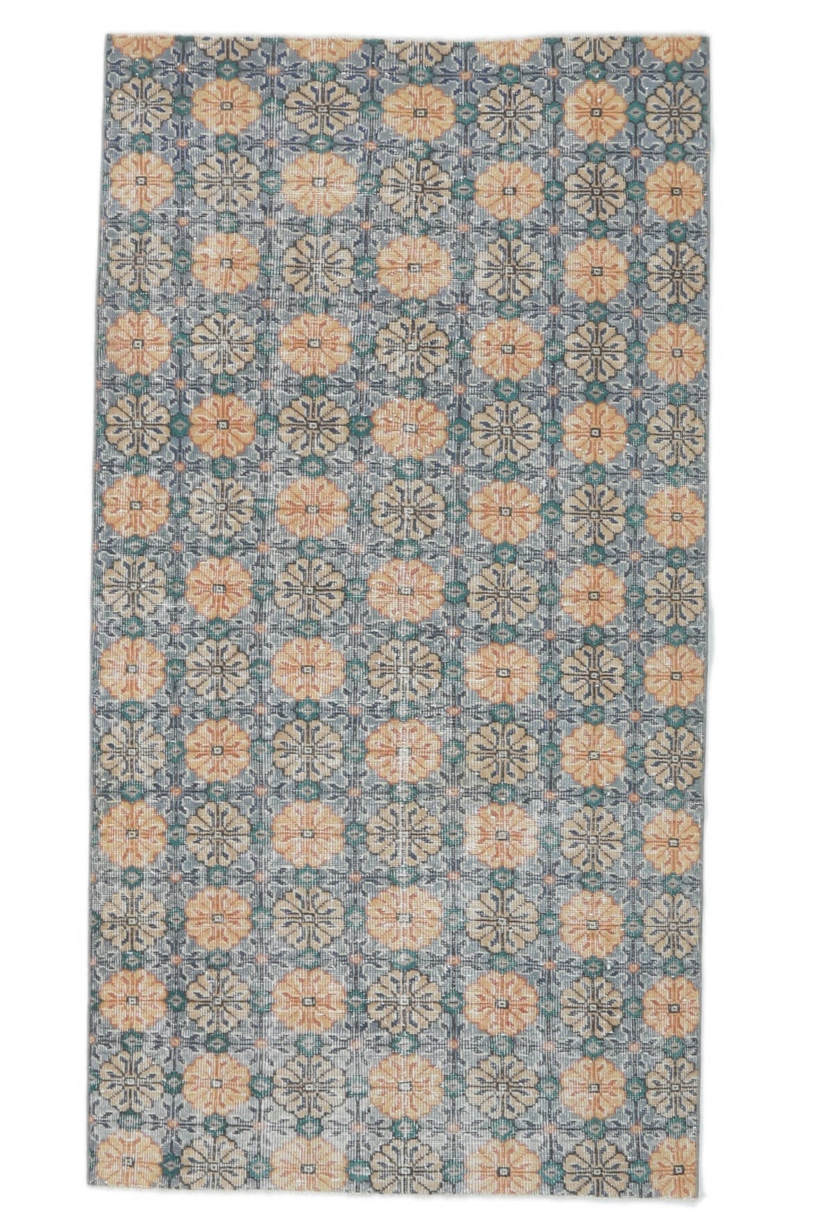 4x7 Vintage Handmade Area Retro Anatolian Floral Rug