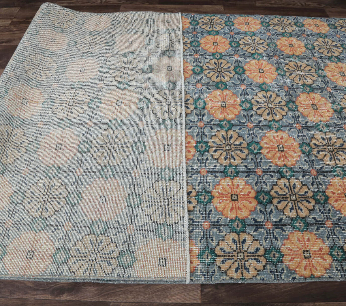 4x7 Vintage Handmade Area Retro Anatolian Floral Rug