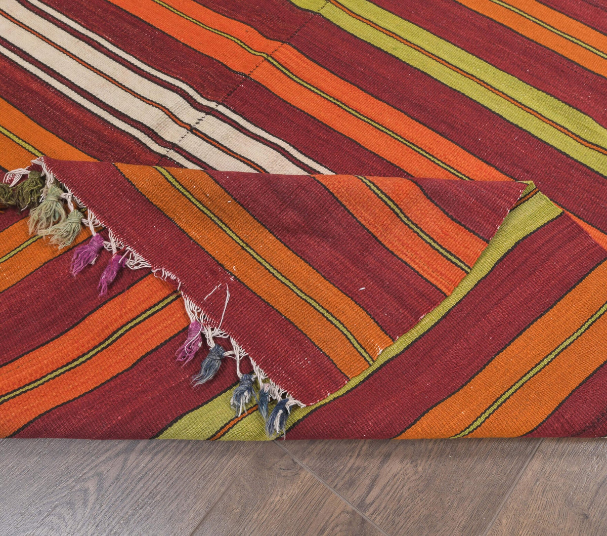 4x8 Vintage Kilim Striped Area Rug