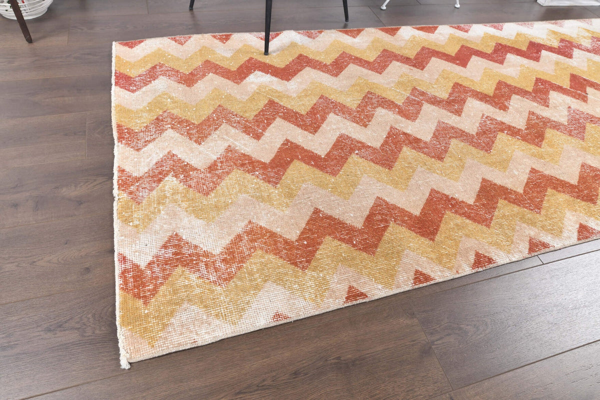 Vintage Zig Zag Anatolian Runner Rug