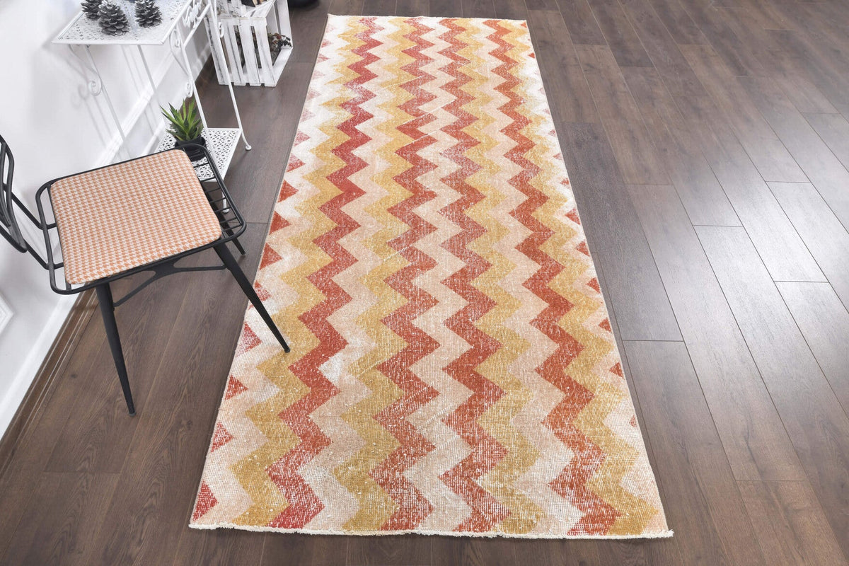 Vintage Zig Zag Anatolian Runner Rug