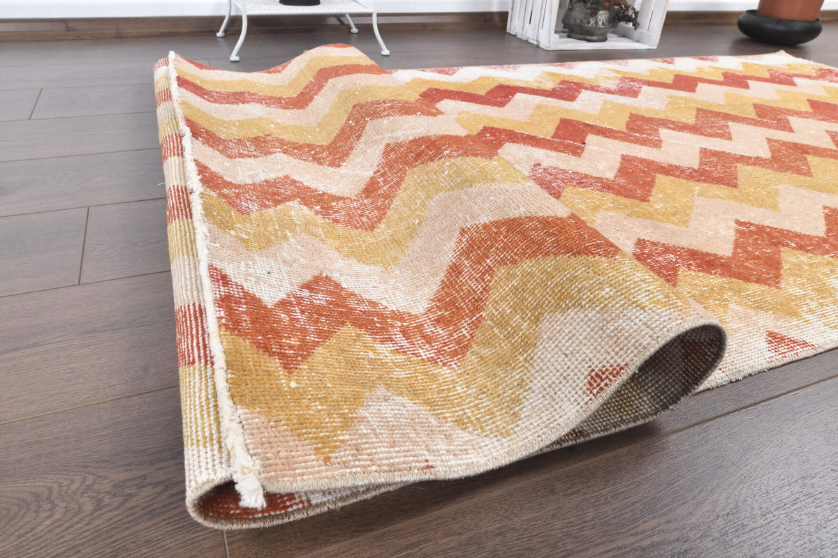 Vintage Zig Zag Anatolian Runner Rug