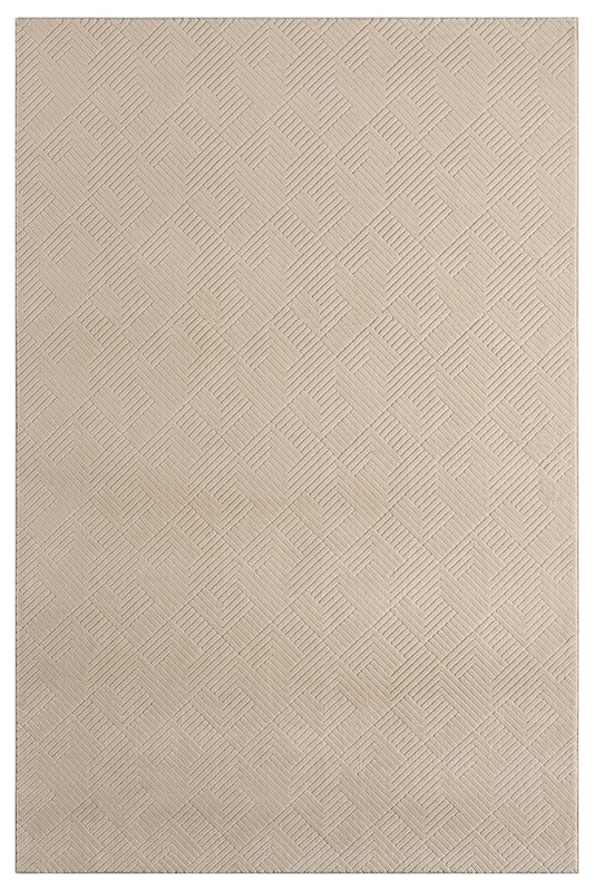 Beige Zigzag Chevron Diamond Pattern Modern Carpet