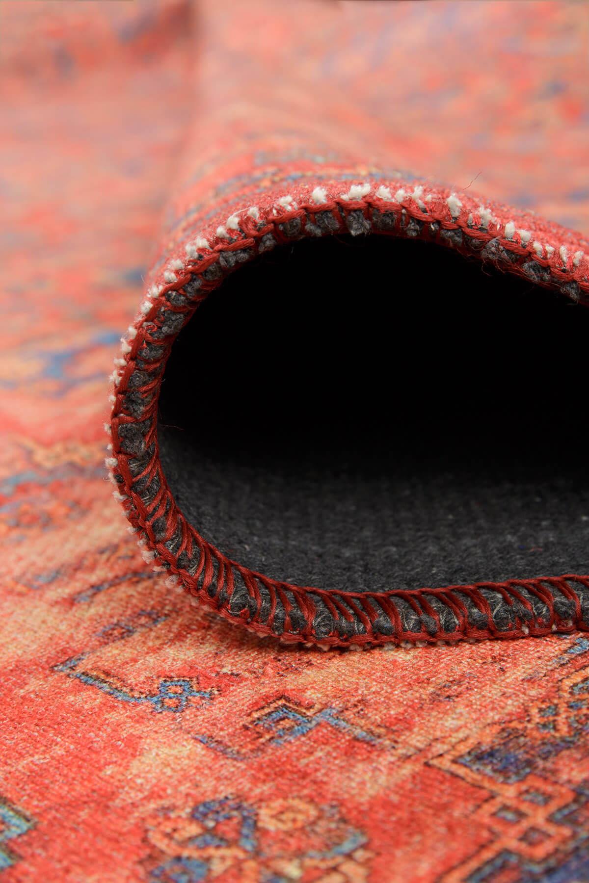 Rot-blauer Vintage-Teppich mit Medaillonmuster